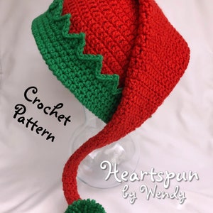 CROCHET PATTERN for you to make a Christmas Elf Hat in 5 sizes, Child to Adult, Easy to Understand directions, Great photo prop Pdf Download image 2