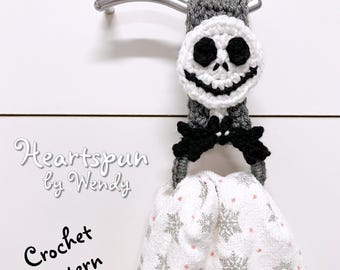 CROCHET PATTERN to make a Skeleton Kitchen or Bath Towel Holder Ring, Folding or Knob Strap. Instant Download