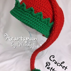 CROCHET PATTERN for you to make a Christmas Elf Hat in 5 sizes, Child to Adult, Easy to Understand directions, Great photo prop Pdf Download image 8