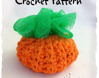 CROCHET PATTERN to make a Pumpkin Pouf Kitchen or bath Scrubby, PDF Format, Instant Download.  Dish cloth, sponge, body scrubber, fall decor