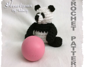 CROCHET PATTERN to make an Amigurumi Panda Bear EOS Lip Balm Holder or stuffed animal.  Pdf Format, Instant Download.