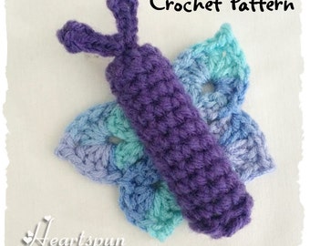 CROCHET PATTERN to make a Butterfly Lip Balm Holder key ring clip, for chap stick, lip balm, lip gloss or applique.  PDF, instant download.