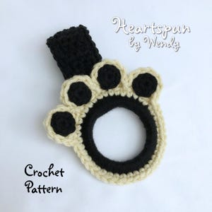 VIRKMÖNSTER för att göra en tassavtrycksring för kökshanddukar eller badhanddukar med rem eller knopphål för diskhanddukar och handdukar. Ladda ner PDF direkt