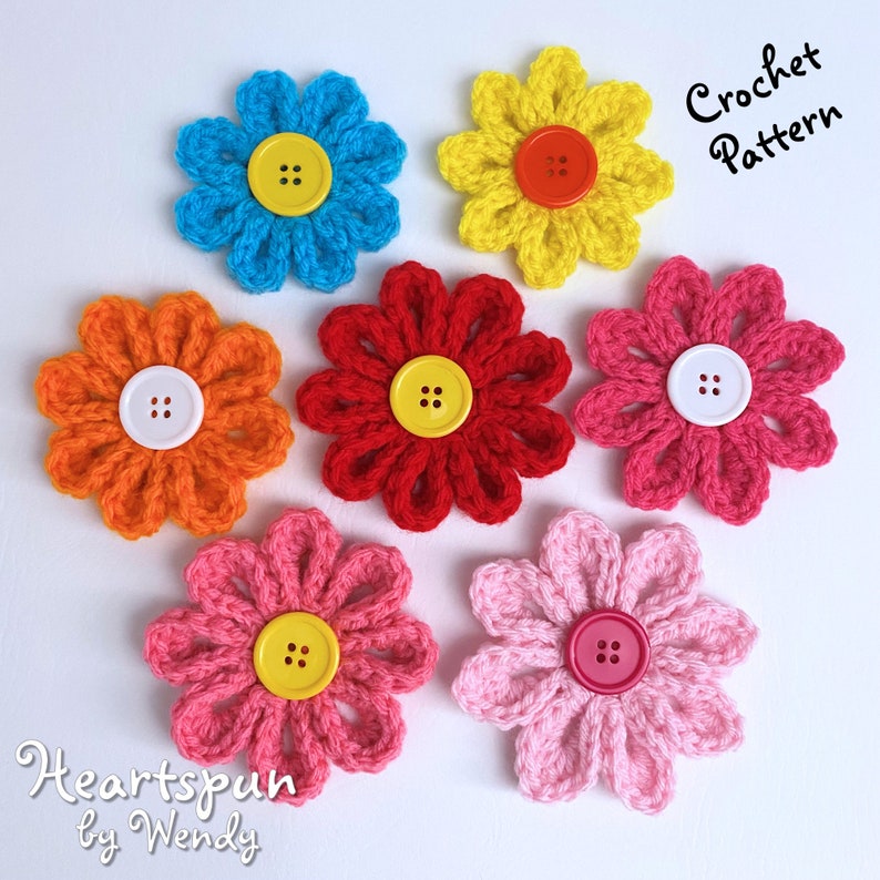 CROCHET PATTERN to Make 3D Daisy Flowers in 7 Variations 2 Etsy