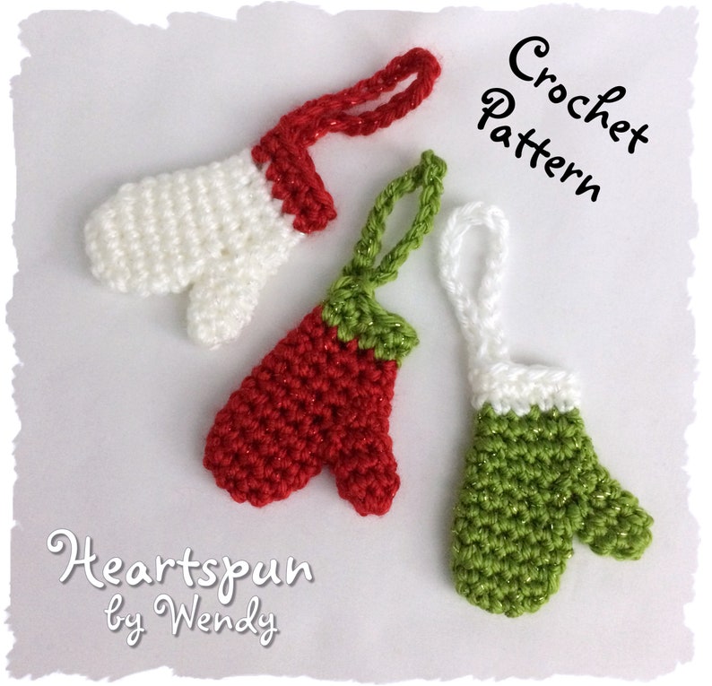 CROCHET PATTERN for you to make this Mini Mitten Christmas Ornament, money holder, gift embellishment, class gift PDF Instant Download image 5