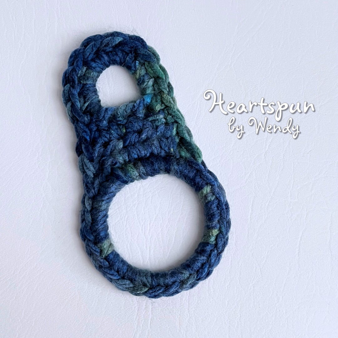 Unique Variegated Blue & Green Knob Strap Towel Holder, Sturdy Ring