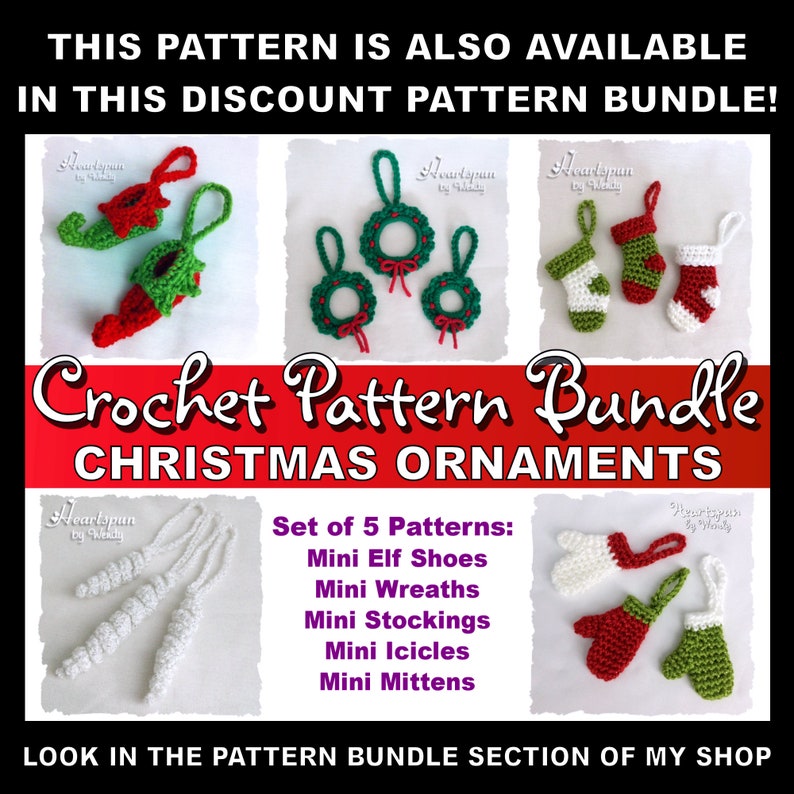 CROCHET PATTERN for you to make this Mini Mitten Christmas Ornament, money holder, gift embellishment, class gift PDF Instant Download image 8