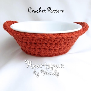 CROCHET PATTERN to make a Round Microwave Bowl Cozy in 3 sizes, Bowl Hot Pad, Hot bowl holder, crochet cotton bowl cozy Instant Download PDF