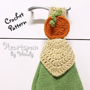 CROCHET PATTERN to make a Pumpkin Kitchen or Bath Towel Holder Ring with Skirt. Fall Halloween Decoration, PDF Instant Download