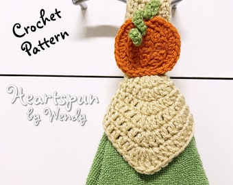 CROCHET PATTERN to make a Pumpkin Kitchen or Bath Towel Holder Ring with Skirt. Fall Halloween Decoration, PDF Instant Download