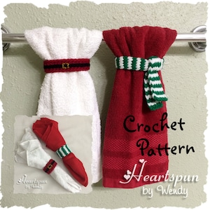 CROCHET PATTERN to make Santa and Elf Christmas Holiday Towel Rings and Napkin Rings. Instant Download, PDF Format