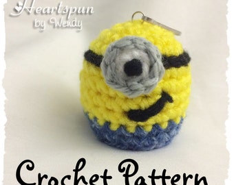 CROCHET PATTERN for you to make a Minion EOS Lip Balm Holder keychain or clip, Pdf Format, Instant Download