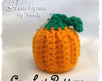 CROCHET PATTERN to make a Pumpkin EOS Lip Balm Holder, Pdf Format, Instant Download.  Make a cute holder for your eos or similar lip balm.