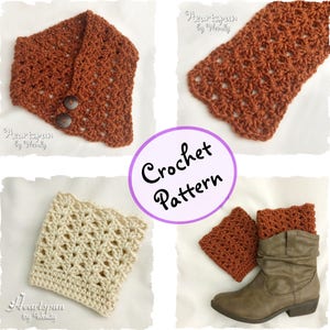 CROCHET PATTERN to make a Climbing Shells Neck Warmer or Scarf and Reversible Boot Cuffs in 3 sizes, easily adjustable. PDF Instant Download