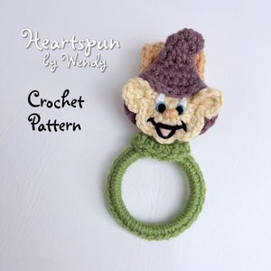CROCHET PATTERN to make a Jolly Dwarf Kitchen or Bath Towel Holder Ring. Instant Digital Download Towel topper pattern, crochet towel holder