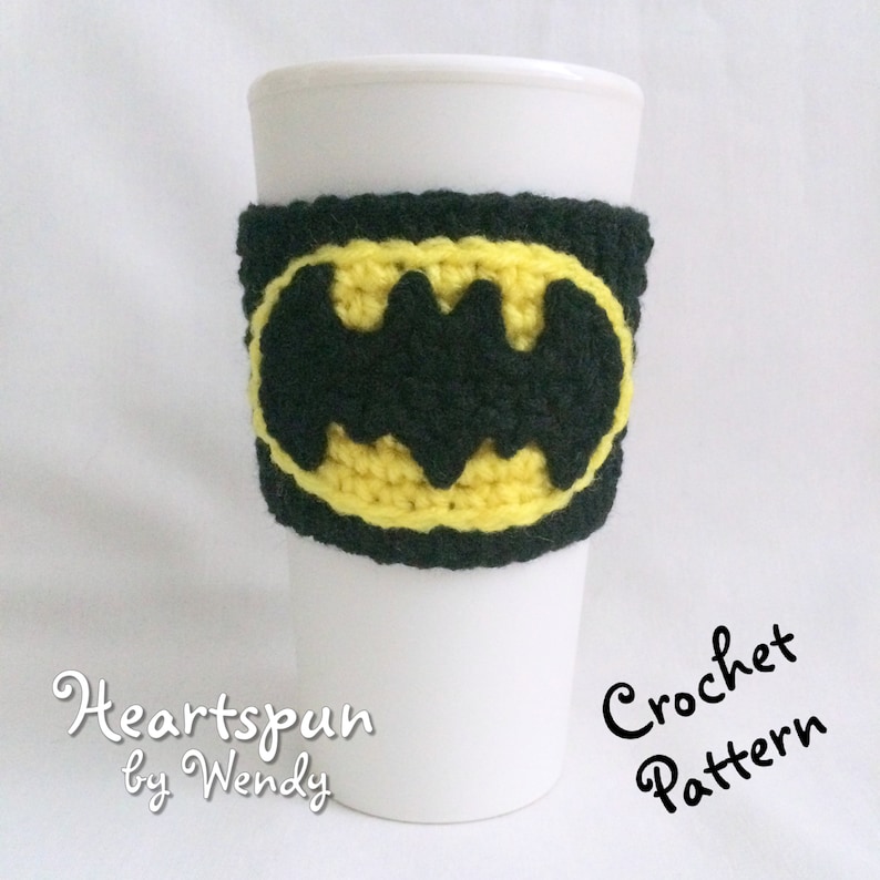 CROCHET PATTERN for you to make a Super Hero Cup Cozy and applique for coffee, tea, hot and cold drinks or other projects. Instant Download image 3