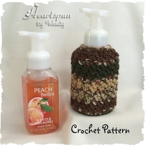 CROCHET PATTERN to make a decorative Hand Soap Cozy in 3 sizes for your kitchen or bathroom. Instant Download, PDF Format. Hand soap cover