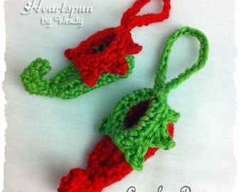 CROCHET PATTERN to make a Mini Elf Shoe Christmas Ornament, PDF Format, Instant Download