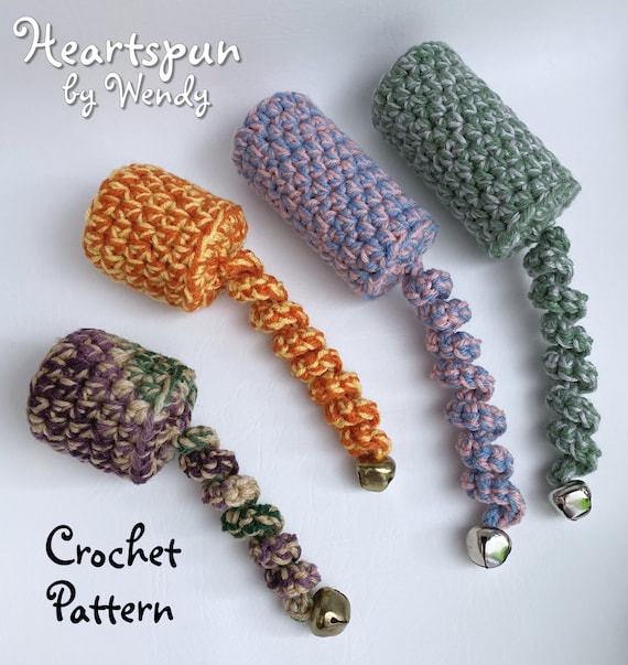 CROCHET PATTERN for you to make a Boredom Buster Cat Toy with Catnip, Bell and Boingy Tail, instant download, PDF Format. Kitten Toy Pet Toy