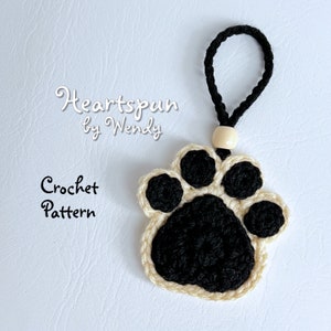 CROCHET PATTERN to make a Paw Print Car Mirror Hanger, Hanging Ornament, or applique. Soap or wine bottle ornament. Instant Download, PDF image 5