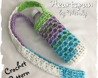 CROCHET PATTERN to make a Quick Drink Carrier in multiple sizes with any length strap, PDF Format, Instant download.  Works up very fast!