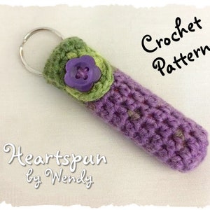 CROCHET PATTERN for you to make a Lip Balm Holder key ring, for chap stick, lip balm, lip gloss, or lipstick. PDF Format instant download