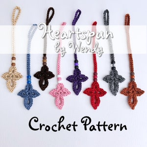 CROCHET PATTERN to make a Messiah Cross Car Mirror Hanger, Bracelet Bookmark, Hanging Ornament, or cross applique. Instant Download, PDF image 3