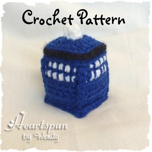 CROCHET PATTERN to make a Dr. Who Tardis EOS Lip Balm Holder, Pdf Format, Instant Download.  Make a cute holder for your eos lip balm.