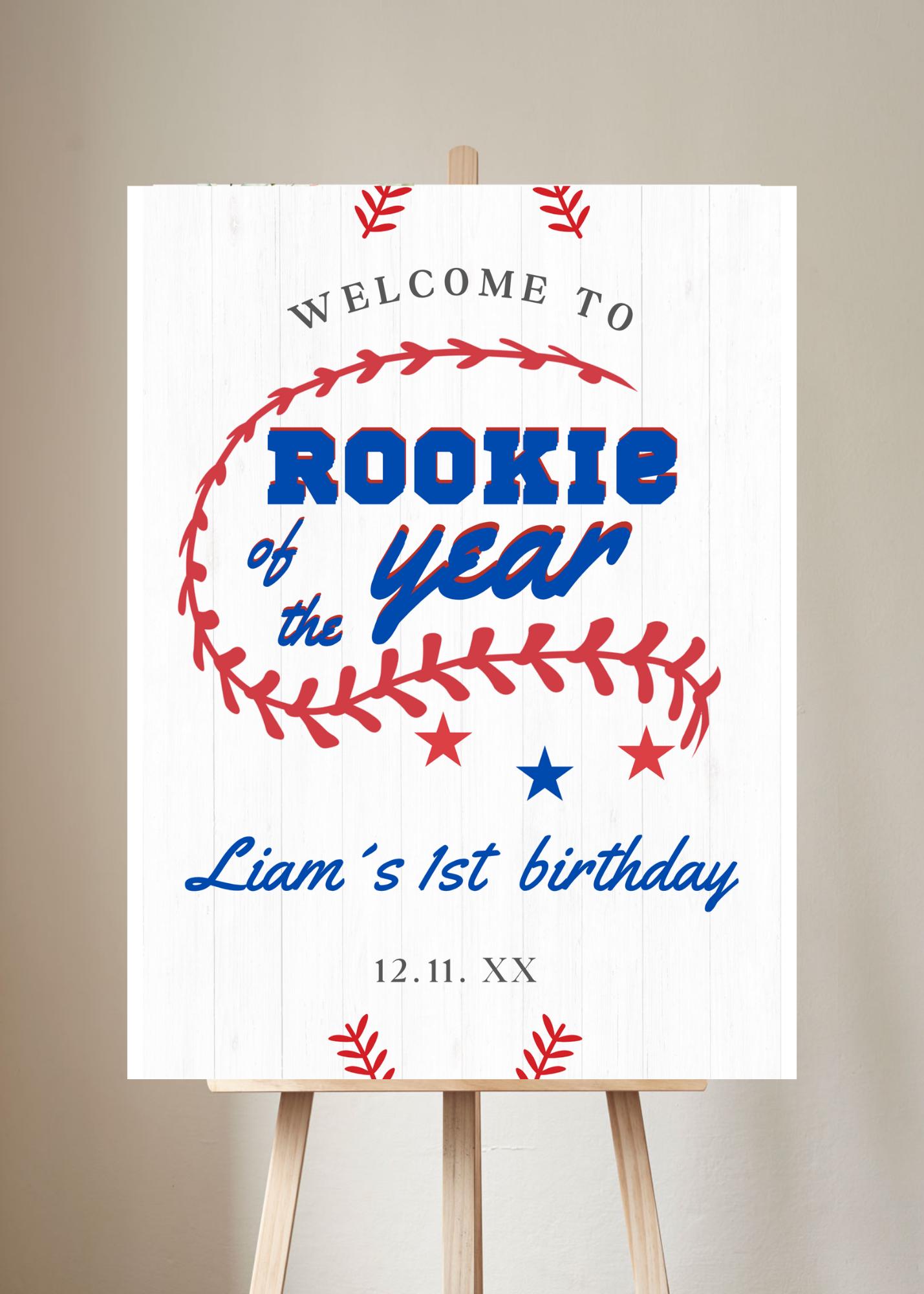 Baseball Birthday Welcome Poster Template, Rookie of the Year Theme ...