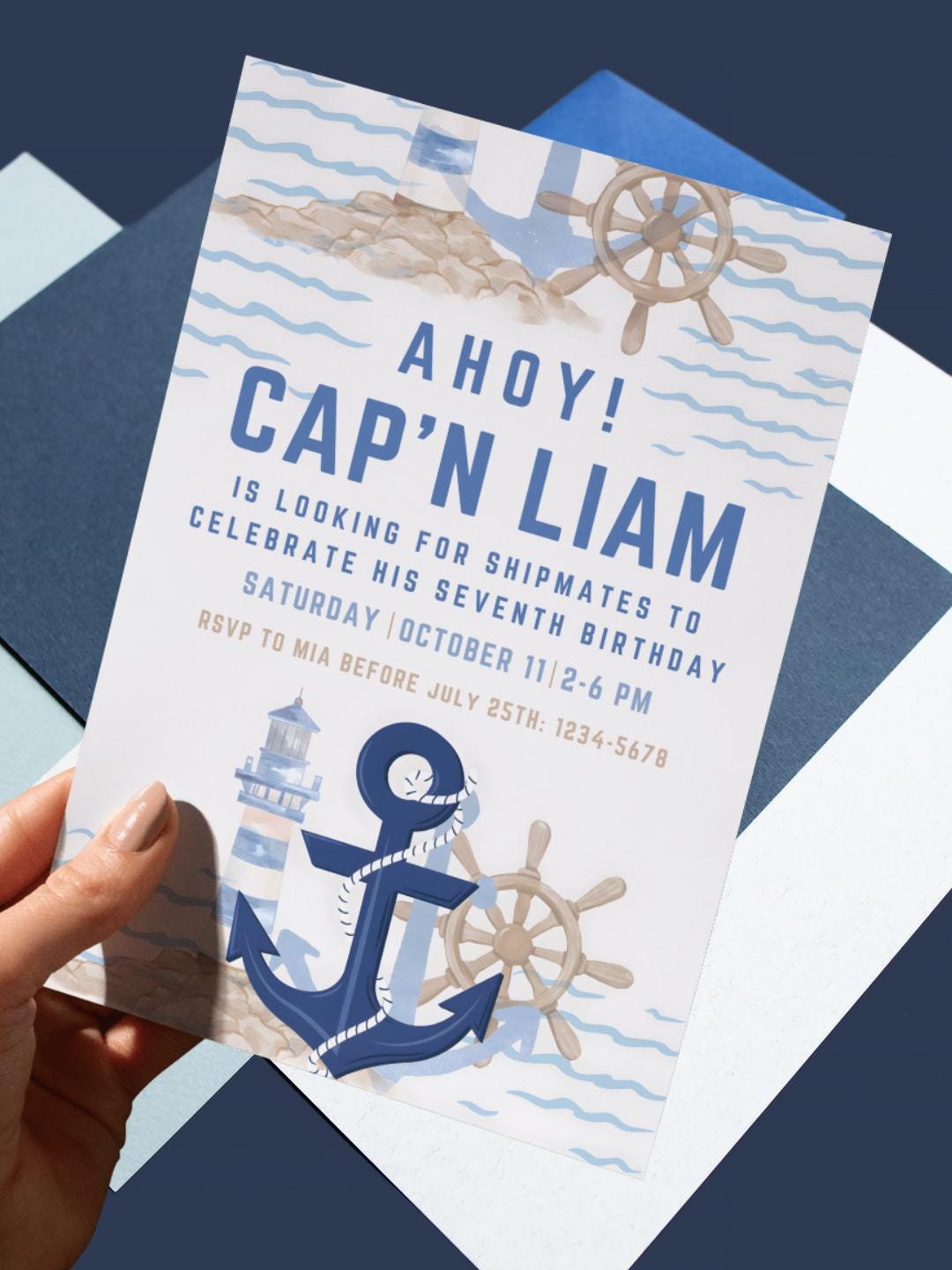 Ahoy Captain Birthday Invitation, Nautical Theme (editable Canva ...
