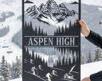 Personalized Ski Metal Sign, Custom Name Mountain Slope Skier Wall Decor, Cabin Lodge Chalet Art, Gift for Skier Ski Lover
