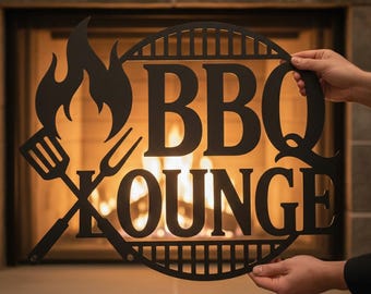 BBQ Lounge Metal Sign, Grill Wall Art, Backyard BBQ Decor, Outdoor Kitchen Sign, Grill Master Gift, Patio Wall Art