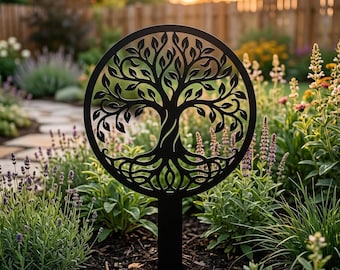 Tree of Life Metal Garden Stake | Laser Cut Celtic Round Yard Art | Spiritual Outdoor Decor | Garden Gift for Her | Boho sign