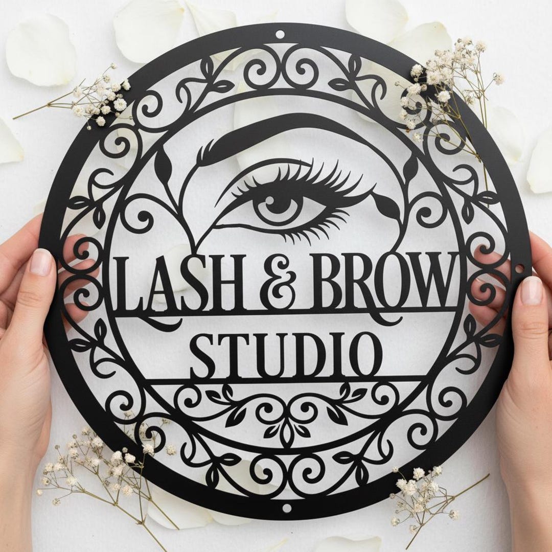 Custom Lash & Brow Studio Metal Sign | Personalized Beauty Salon Wall ...