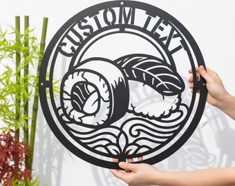 Custom Sushi Metal Wall Art, Personalized Japanese Food Sign, Kitchen Decor for Sushi Lovers, Laser Cut Metal Sign, Unique Restaurant Decor
