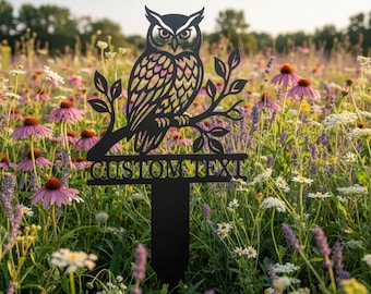 Personalized Owl Metal Garden Stake, Custom Name Yard Sign, Owl Lover Gift, Outdoor Metal Art, Custom Garden Decor, Yard Ornament,Metal Sign