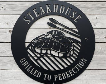 Custom Backyard BBQ Metal Sign - Steakhouse Wall Decor - Personalized Outdoor Cooking Sign - Grill Area Plaque - Custom Man Cave Metal Art