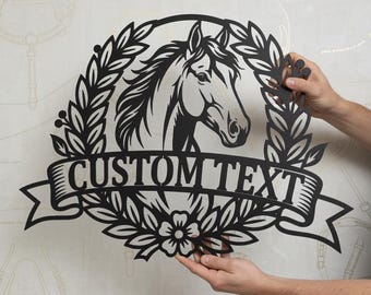 Custom Horse Metal Sign, Personalized Horse Name Wall Art, Equestrian Decor, Horse Lover Gift, Custom Stable Name Sign, Ranch Wall Art