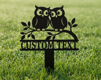 Personalized Owl Metal Wall Art, Custom Garden Stake Sign, Metal Yard Art, Nature Lover Gift, Outdoor Decor, Housewarming Personalized