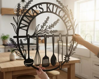 Personalized Kitchen Metal Sign | Custom Name Laser Cut Cook Decor | Boss Wall Art | Housewarming Gift for Her | Kitchen Decor