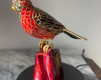 Vintage Cloisonné Cardinal