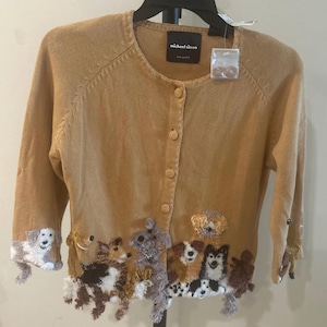 Vintage Michael Simon Whimsical Dog Cardigan - size M
