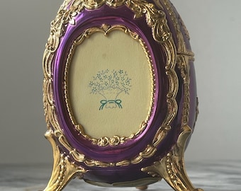 Enameled Faberge style egg musical jewelry box
