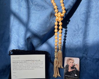 Joan Rivers Simulated Pearl Lariat necklace with Removable Tassels