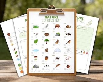 Nature Scavenger Hunt Bundle for Kids, Printable Outdoor Nature Scavenger hunt, Kids oudoor activity, Camping Game, Hiking Activity