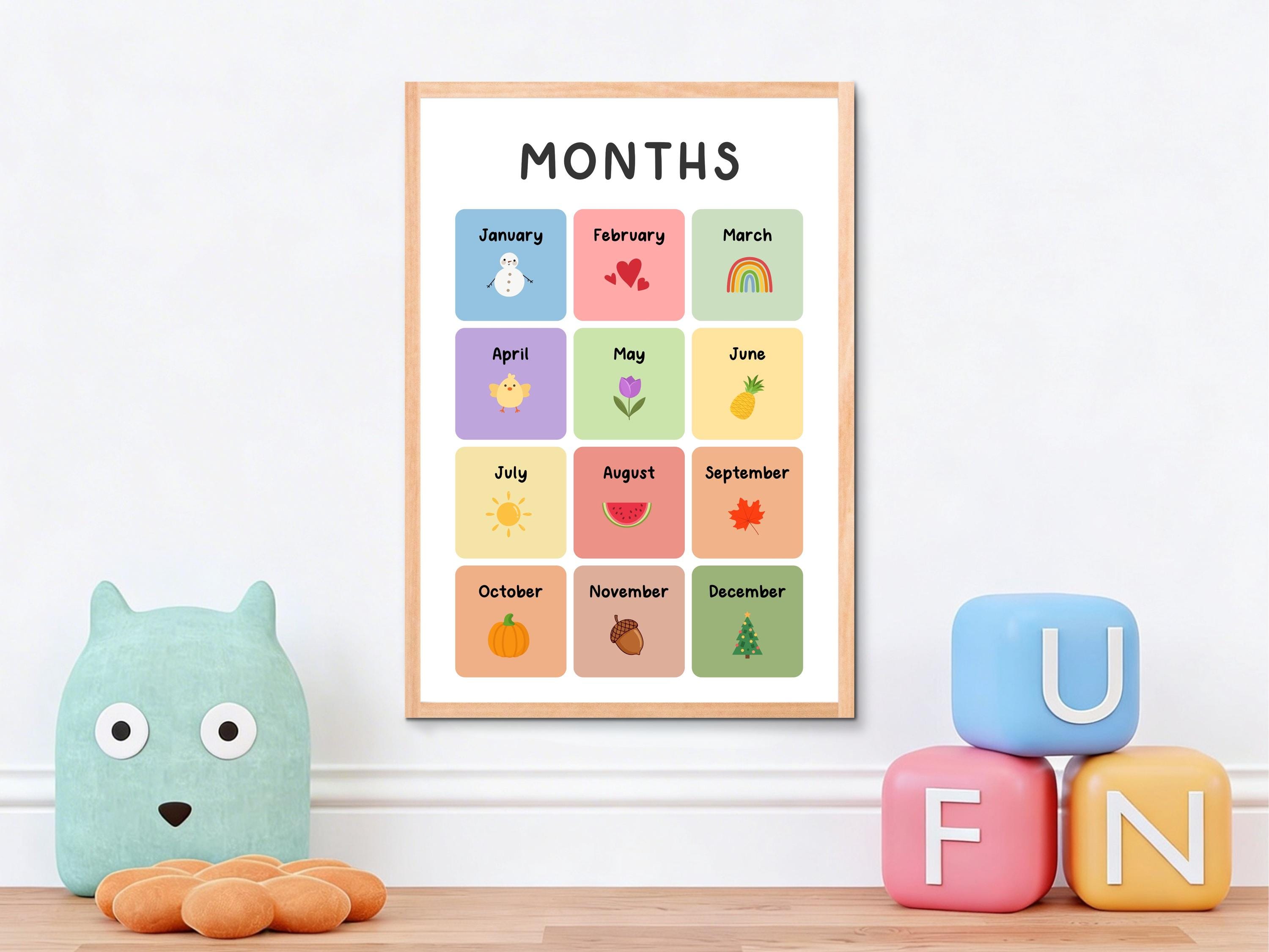 Days of the Week & Months Poster Printable, Seasons and Weather Chart ...