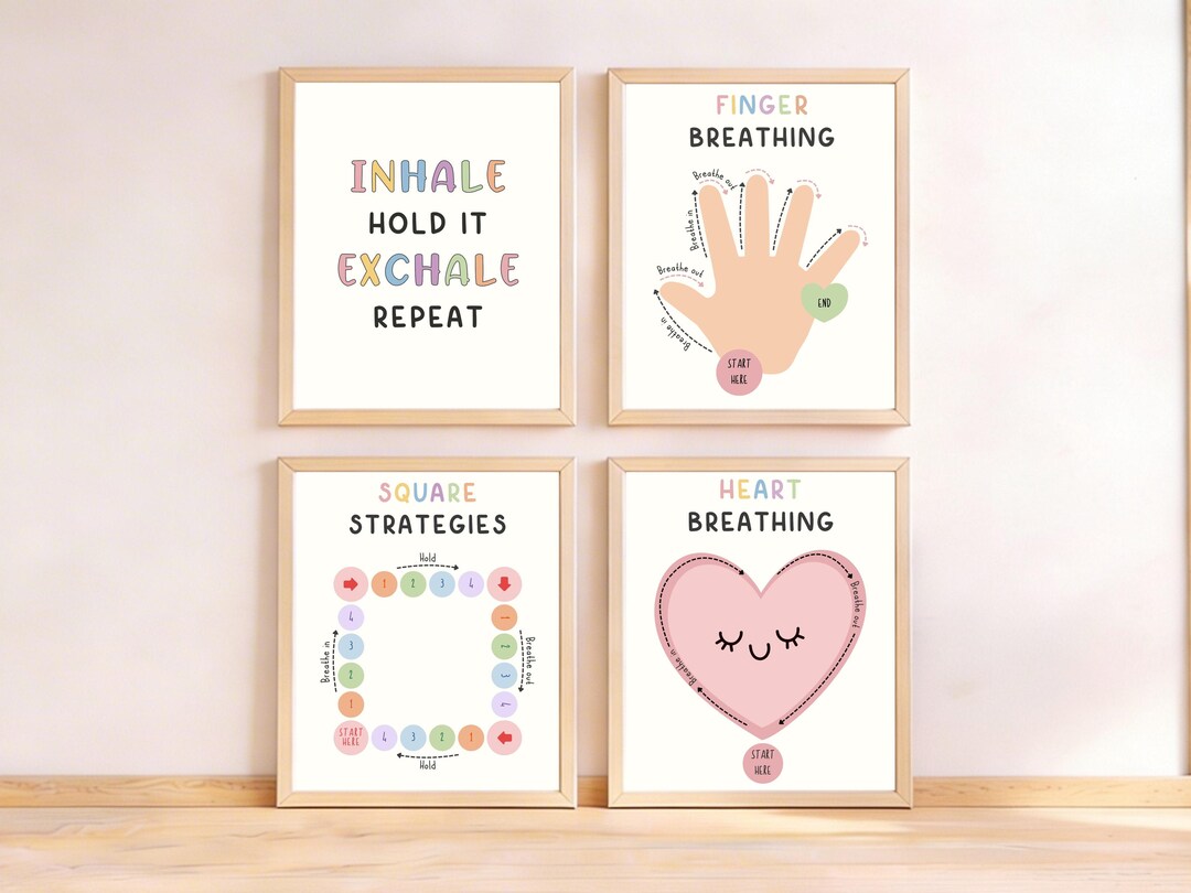 Mindfulness Breathing Posters for Kids, Calm Down Corner Printables ...