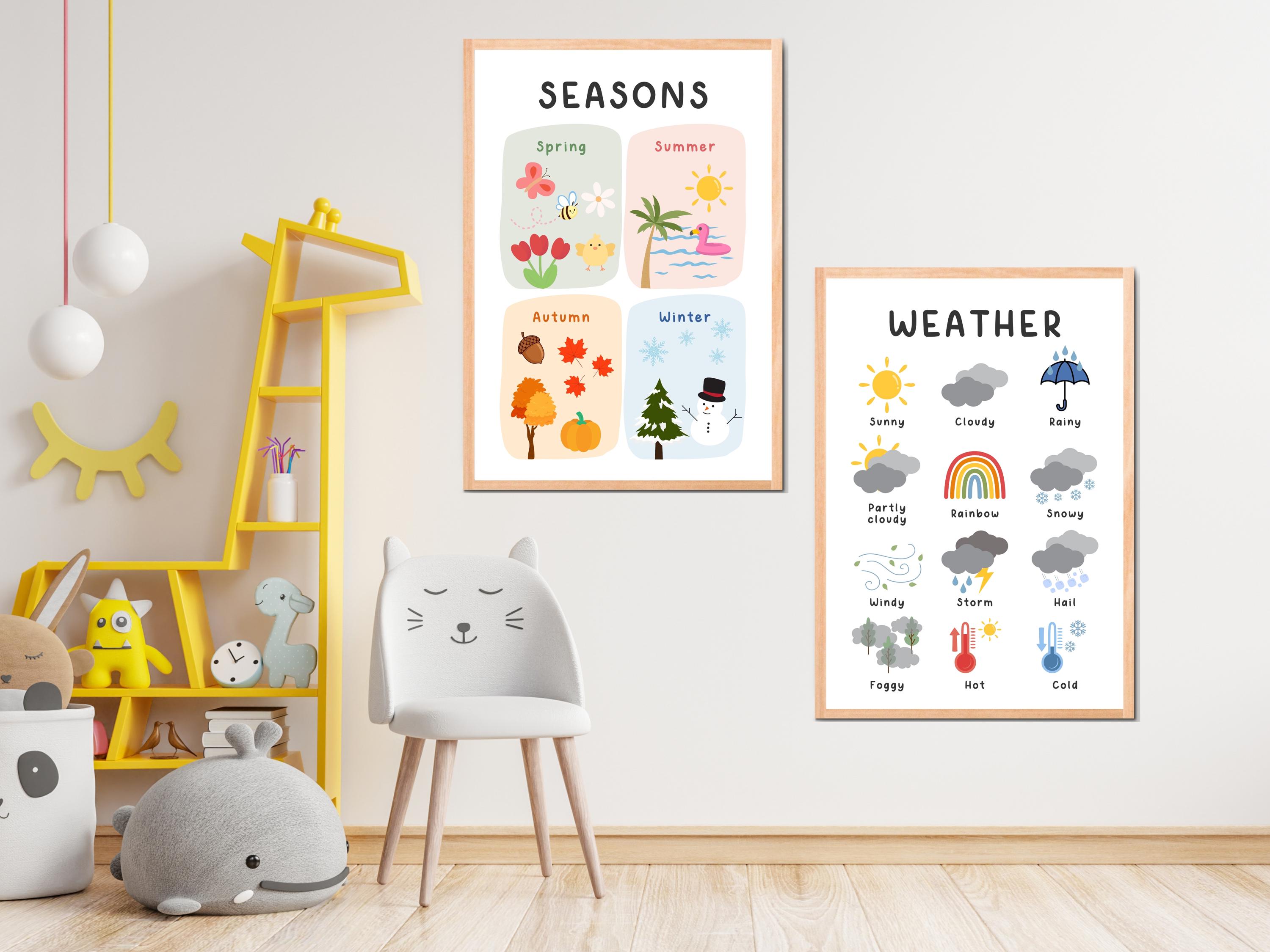 Days of the Week & Months Poster Printable, Seasons and Weather Chart ...