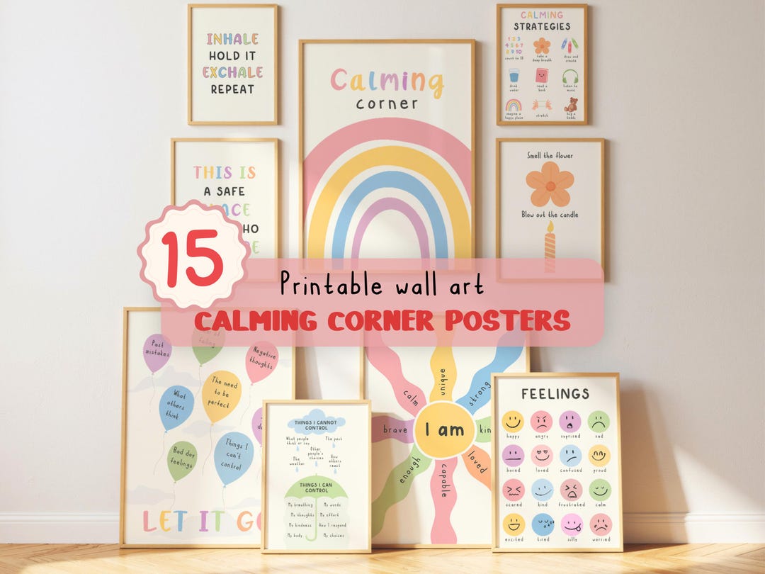 Calming Corner Posters Set of 15, Emotional Regulation & Feelings ...