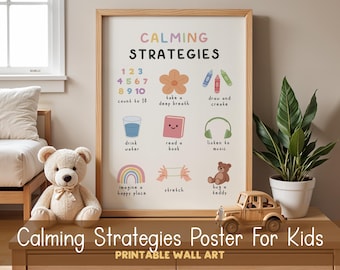Rustige hoekposter voor kinderen, klasinrichting, strategieën voor emotionele regulatie, schoolbegeleider afdrukbaar, copingvaardigheden kinderen